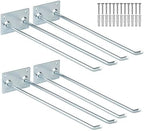 Wall Mounted Steel Long Handled Tools Storage Hooks, 12 Inch Steel Garage Utility Double Rack Organizing Ladders, Rakes, Hose, Shovel, Brooms, Max Capacity 55Lbs (Pack of 4) by Yisunnan