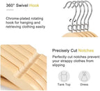 Topia Hanger Space Saving Cascading Wooden Hangers 30 Pack, Coat Hanger with 360° Swivel Loop Hook, Non Slip Pants Bar and Shoulder Notches for Camisole, Jacket, Suit, Clothes Hangers -CT74N30 - Image 4