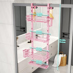 HapiRm Hanging Shower Caddy Organizer - Shower Shelf with 22 Hooks and 2 Toothbrush Holders, No Drilling Adjustable Hanging Bathroom Organizer - Pink - Image 5