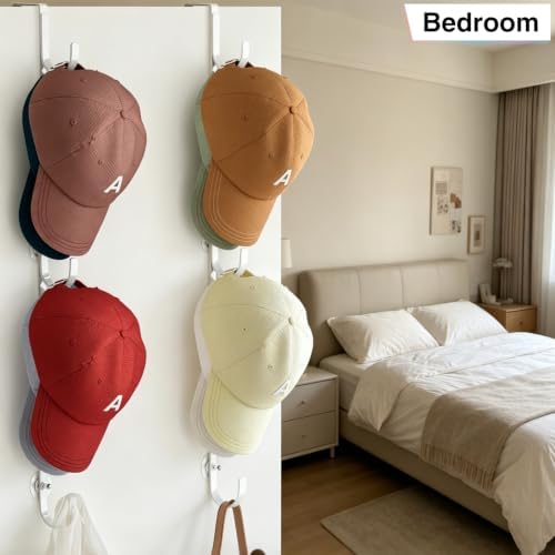 Over Door Hat Organizer,2 Pack Baseball Hat Rack,Fits Doors 1 3/4" - Image 4