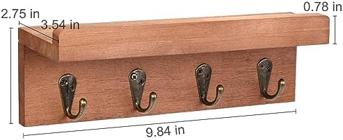 Key Holder Wall Mount, Farmhouse Wall Shelf with 4 Hooks for Entryway - Image 6
