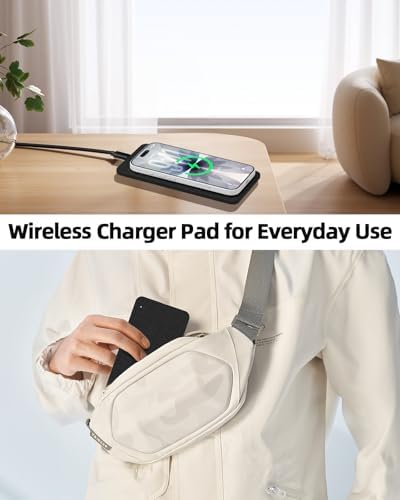 Valet Tray with Wireless Charger, Nightstand Organizer & Catchall Tray for Phone, Keys, Glasses and Accessories, Premium Linen, Stylish Desk & Bedside Storage Station, Black - Image 7