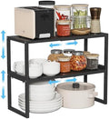 2 Pack Expandable Kitchen Cabinet Shelves Organizer,Heavy Duty Metal Shelving Units and Storage,Stackable Adjustable Kitchen Storage Organization Shelves Rack for Counter Cupboard Pantry,Length:20.5" by Cidaziya