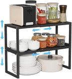 2 Pack Expandable Kitchen Cabinet Shelves Organizer,Heavy Duty Metal Shelving Units and Storage,Stackable Adjustable Kitchen Storage Organization Shelves Rack for Counter Cupboard Pantry,Length:20.5" by Cidaziya