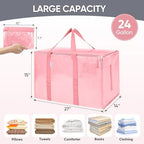 TICONN 2 Pack Extra Large Moving Bags Heavy Duty with Zippers & Carrying Handles, Durable Storage Bags Moving Boxes for Closet Organizers and Storage (2 Pack, Coral) - Image 5