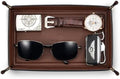 VLANDO Valet Tray for Men, Foldable PU Leather Catchall, Mocha Brown by VLANDO