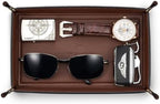 VLANDO Valet Tray for Men, Foldable PU Leather Catchall, Mocha Brown by VLANDO