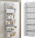 HOMELUX THEORY Over the Door Organizer, 6-Tier, 100D Fabric Transparent 1pc | Over the door shoe organizer, 50 lbs capacity, 12 side mesh pockets, 100D extra thick fabric, Closet & entryway storage by HomeluxTheory