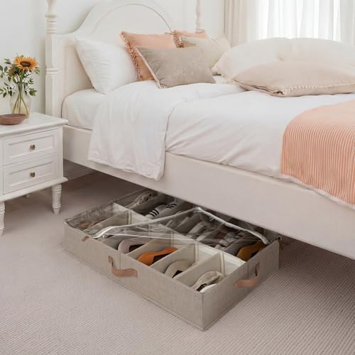 StorageWorks 2-Pack 24-Pair Under bed Shoe Storage Organizer, Taupe - Image 4