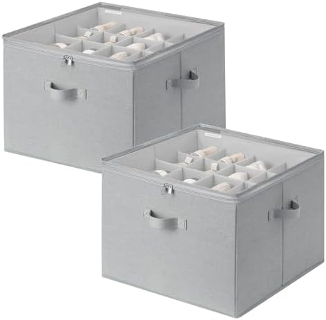 StorageWorks 2-Pack 32-Pair Shoes Organizer with Adjustable Dividers, Grey by StorageWorks