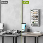 EasyPAG 8 Pocket Mesh Wall File Organizer, Hanging Paper Folder Holder with Classify Label, Vertical Wall Mount Mail Organizer for Office Home Classroom, Silver - Image 5