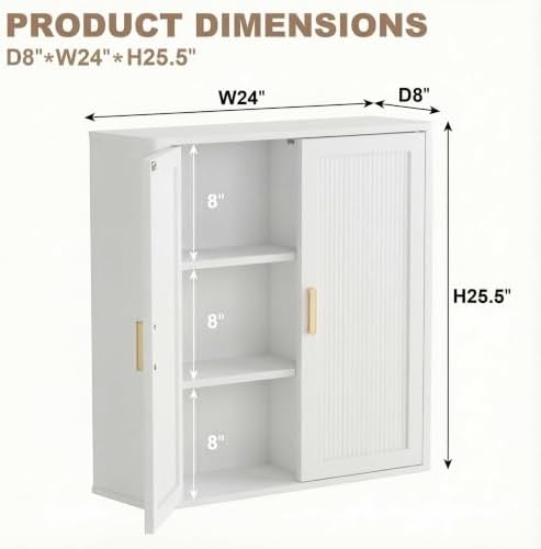 INNOD Bathroom Storage Cabinet, Over The Toilet Storage Cabinet, Medicine Cabinet with Adjustable Wood Shelf & Doors for Laundry Room & Kitchen & Living Room(White) - Image 2