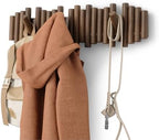 Umbra Picket Coat Rack, Wall Mount 8 Flip-Down Coat Hooks, Walnut by Umbra