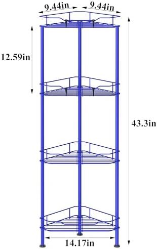 HuggieGems Metal Floor Standing Corner Shower Caddy, Dark Blue, 4 Tier - Image 7