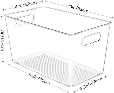 YIHONG Clear Plastic Storage Bins, 16 Pack Pantry Organizer Bins with Handle for Kitchen, Freezer,Cabinet,Closet Organization and Storage(XL) - Image 2