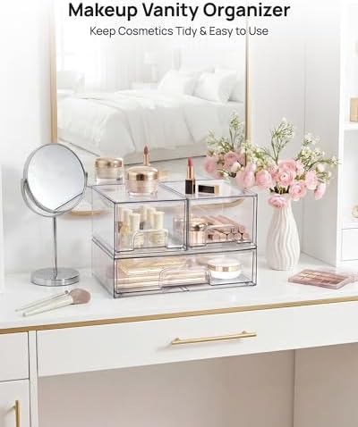 Vtopmart Clear Stackable Storage Drawers Set of 5, Plastic Organizer Bins - Image 4