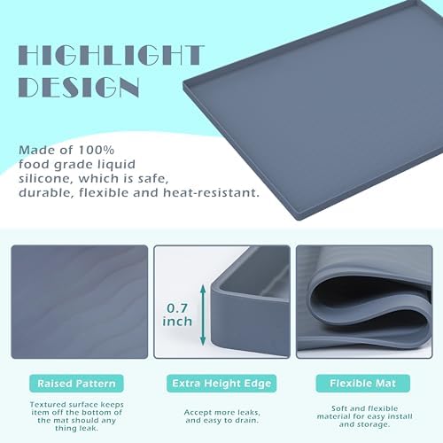 URMONA Waterproof Silicone Under Sink Mat 19'' x 19'' Shelf Liner for Kitchen and Bathroom, Cabinet and Counter Protector, Storage and Organizers, Litter Mat, Pet Cat Puppy Essentials(Green) - Image 3