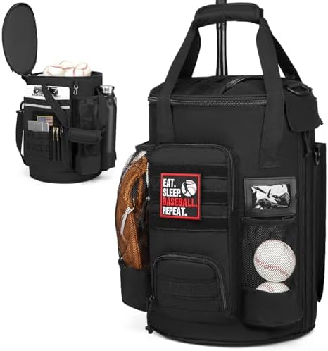 Baseball Bucket Bag 6 Gallon Multi Pockets Softball Coaching Equipment Bag by XINTREY