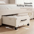 KITHELP Wooden Under Bed Storage with Wheels, Rolling Under the Bed Storage Bins with Removable Lid, Metal Under Bed Drawers for Clothes and Shoes in Bedroom or Living Room (White-2pack) - Image 3