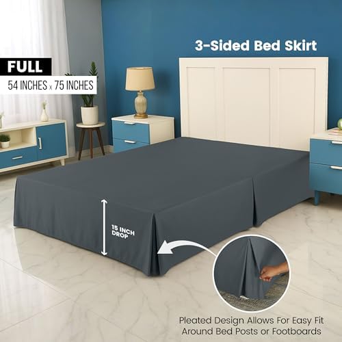 Full Bed Skirt, Hides Under-Bed Storage 16 Inch Drop, Pleated, White - Image 2