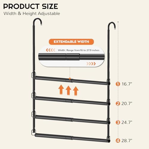 Hanging Closet Rod Adjustable Width Height Closet Rods For Hanging Clothes Black 2 Pack Closet Extender Hanging Rod Clothes Space-Saving Hanging Bar Organizer - Image 3