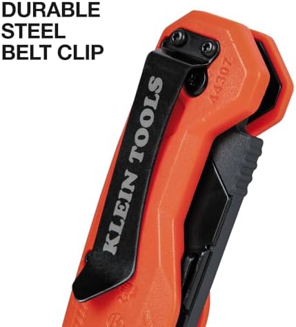 Klein Tools 44307 FLICKBLADE Folding Utility Knife, Subcompact Design with Quick-Change Triple-Ground Carbon Steel Blade, Dual Locking Positions, and Pocket Clip - Image 4