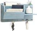 Rebee Vision Pine Wood Key Holder Wall Mount with Mail Slot & 8 Hooks, Blue by REBEEVISION