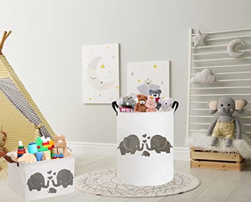 ESSME Baby Laundry Basket,Elephant Hamper，Baby Hamper For Nursery for Kids, Elephant Nursery Decor,Gift Baskets,Home Organizer (Love Elephant) - Image 2