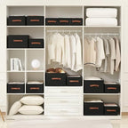 linen closet organizers and storage, 3 Pack Large Storage Baskets, Washable, Clothing Storage Bins with Handle, Closet Organizer for Storage Sweater,Sheets (Black, 18½"x11 x8½) - Image 5