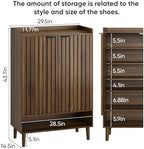 Smuxee Walnut Shoe Cabinet with Fluted Doors, 6-Tier Shoe Storage Cabinet with Adjustable Shelves, Freestanding Shoe Organizer Cabinet for Entryway, Hallway, Closet, Living Room - Image 2