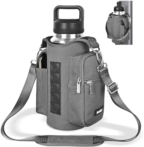 icolor Magnetic Gym Bag Water Bottle Carrier Holder with Phone Pockets & Shoulder Strap,Gym Magnetic Bag 5 Built-in Magnets Gym Accessories Organizer Sling Bottle Bag Pouch Sleeve by icolor