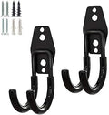 GeeWatom 2 Pack Garage Storage Utility Hooks，Garage Garden Tool Organizer，Steel Wall Mount Hooks, Garden Small U Hooks (Type O-Black) by GeeWatom