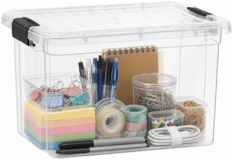 Superio Mini Deep Storage Organizer Bin with Lid X-Deep Small Clear Storage Box with Latch for Home, Kitchen, Garage- Store Toys, Food, Supplies, and Hair Accessories (2.5 Quart) by Superio