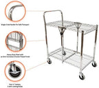Luxor WSCC-2 Two-Shelf Collapsible Wire Utility Cart with Wheels, Push Heavy Duty,Holds 200 Pounds and Folds Up for Storage, 37"W x 18.25"D x 30.5"H - Image 6