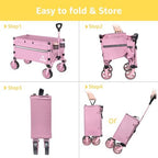 ROSONG Collapsible Wagon Cart with Wheels Foldable - Folding Utility Heavy Duty Wagons Carts for Grocery Sports Garden Shopping Camping Wheelbarrows (Pink, 120L) - Image 7