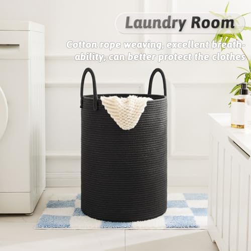 Artfeel Laundry Basket,Woven Cotton Rope Laundry Hamper,100L for Decorative Storage of Dirty Clothes,Toys and Blankets in Bathroom,Baby Room and Living Room - Image 5