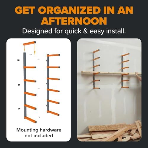 BORA Wood Rack, 6-Level Wall Mount Lumber Storage Rack for Wood Storage - Image 3