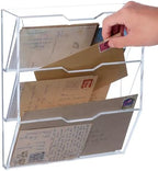 MyGift 3 Tier Acrylic Mail Sorter Wall Mounted Letter Holder Rack - Image 4
