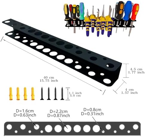Screwdriver Organizer, Pliers Rack, Heavy Duty Wall Mounted Tool Storage Rack, Hand Tools Organizer, Metal Organizer for Garage Workshop, Garage Tool Organizer Wall Mount, 15.75 Inch - Image 2