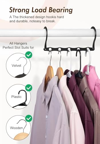 HOUSE DAY Closet Organizers and Storage 12 Pack, College Dorm Essentials | Back to School, Closet Organizers and Storage for Dorm, Apartment, Space Saving Hangers for Closet Organization - Black - Image 5