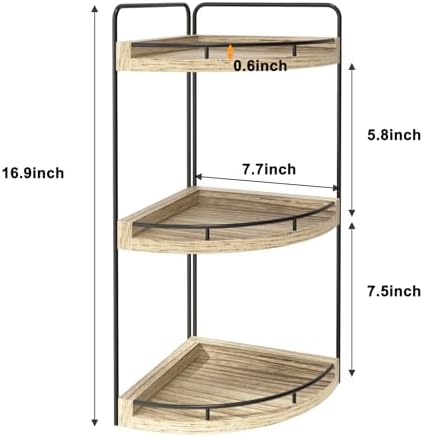 Fixwal 3 Tier Corner Bathroom Countertop Organizer Vanity Shelf Light Brown - Image 3