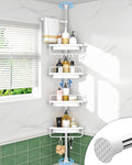 ALLZONE Corner Shower Caddy Tension Pole, Extendable Rustproof Stainless Steel Pole & 4-Tier Adjustable Shelves for Easy Drainage and Built-to-Last Stability, 34 to 116 Inches, White by ALLZONE