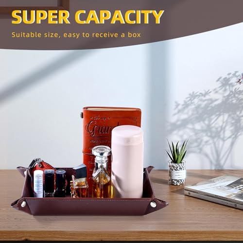 Valet Tray for Men Women - PU Leather Travel Catchall Tray Organizer - Rectangle - Image 4