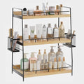 Wood 3 Tier Bathroom Counter Organizer with Side Baskets Fits Tall Bottles by BSTSLL