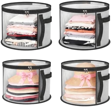 4-Piece Hat Storage Box, a Large-Capacity, Foldable, Transparent and Multi-Functional Organizer With Handle, Suitable for Storing Cowboy Hats, Top Woolen Hats Baseball Caps by Unknown