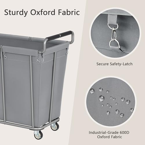 Gewudraw 360L Rolling Laundry Hamper with Wheels, 95 Gallons, Grey - Image 5