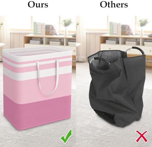 StorageRight Laundry Basket Hamper, 100L Collapsible Clothes Storage, Pink - Image 5
