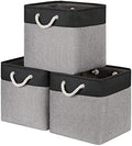 Bidtakay Fabric Cube Storage Bins for Organizing ​13x13 Large Storage Baskets Decorative Storage Bins for Home Storage Set of 3 Shelf Organizer Bins for Toy Storage (Black&grey) by BidtakayBaskets