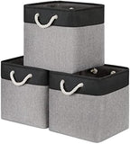 Bidtakay Fabric Cube Storage Bins for Organizing ​13x13 Large Storage Baskets Decorative Storage Bins for Home Storage Set of 3 Shelf Organizer Bins for Toy Storage (Black&grey) by BidtakayBaskets