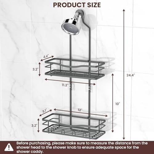 Rustproof Shower Caddy Hanging with Soap Holders for Bathroom, Grey - Image 6
